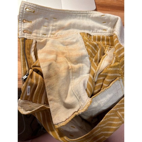Free People mustard yellow cotton striped pants size 2 - Picture 5 of 5